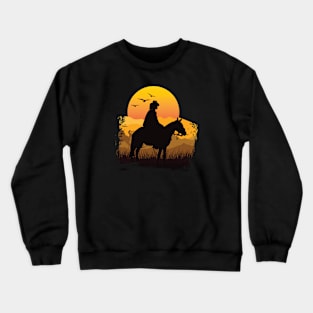 Cowgirl Riding Sun Retro Vintage T-Shirt Crewneck Sweatshirt